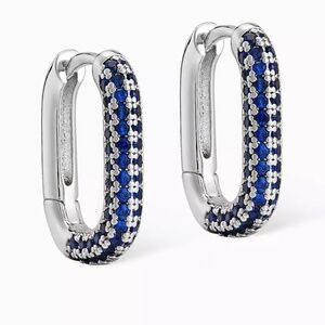Luv Aj PAVE CHAIN LINK HUGGIES- SILVER -- Blue Sapphire